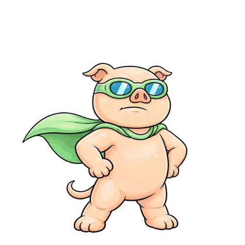Super Chill Pig Standing as a Hero