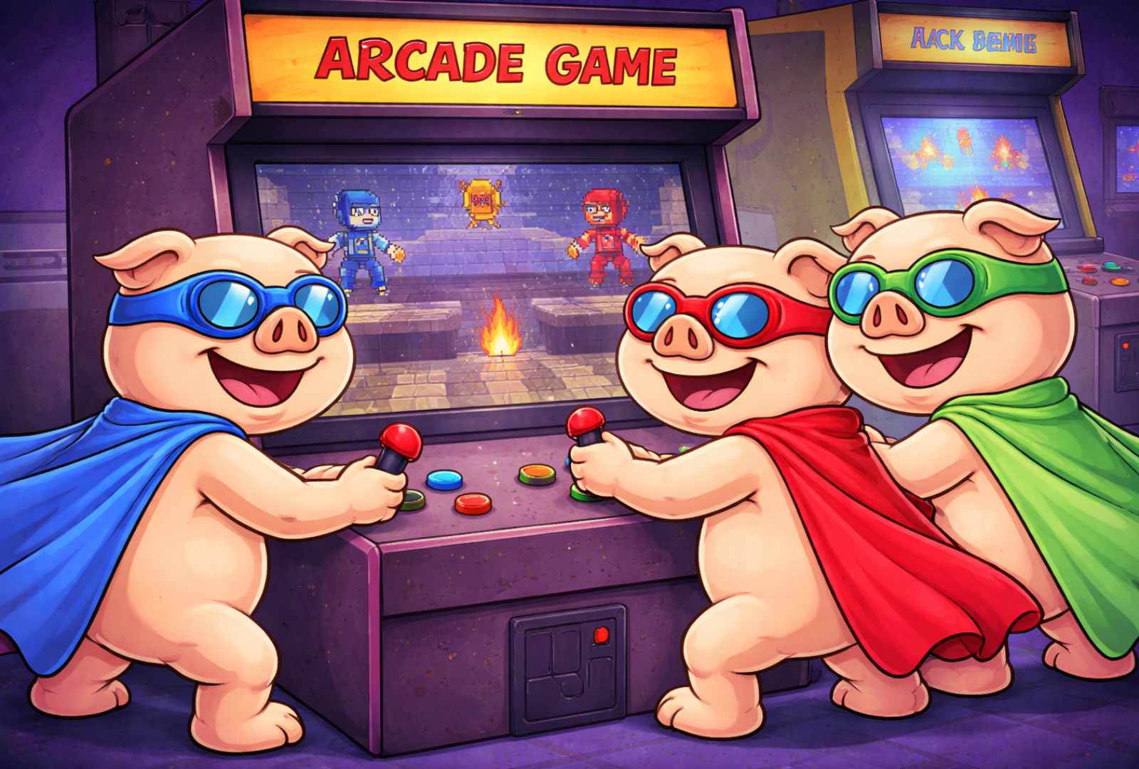 super pig bros playing video games