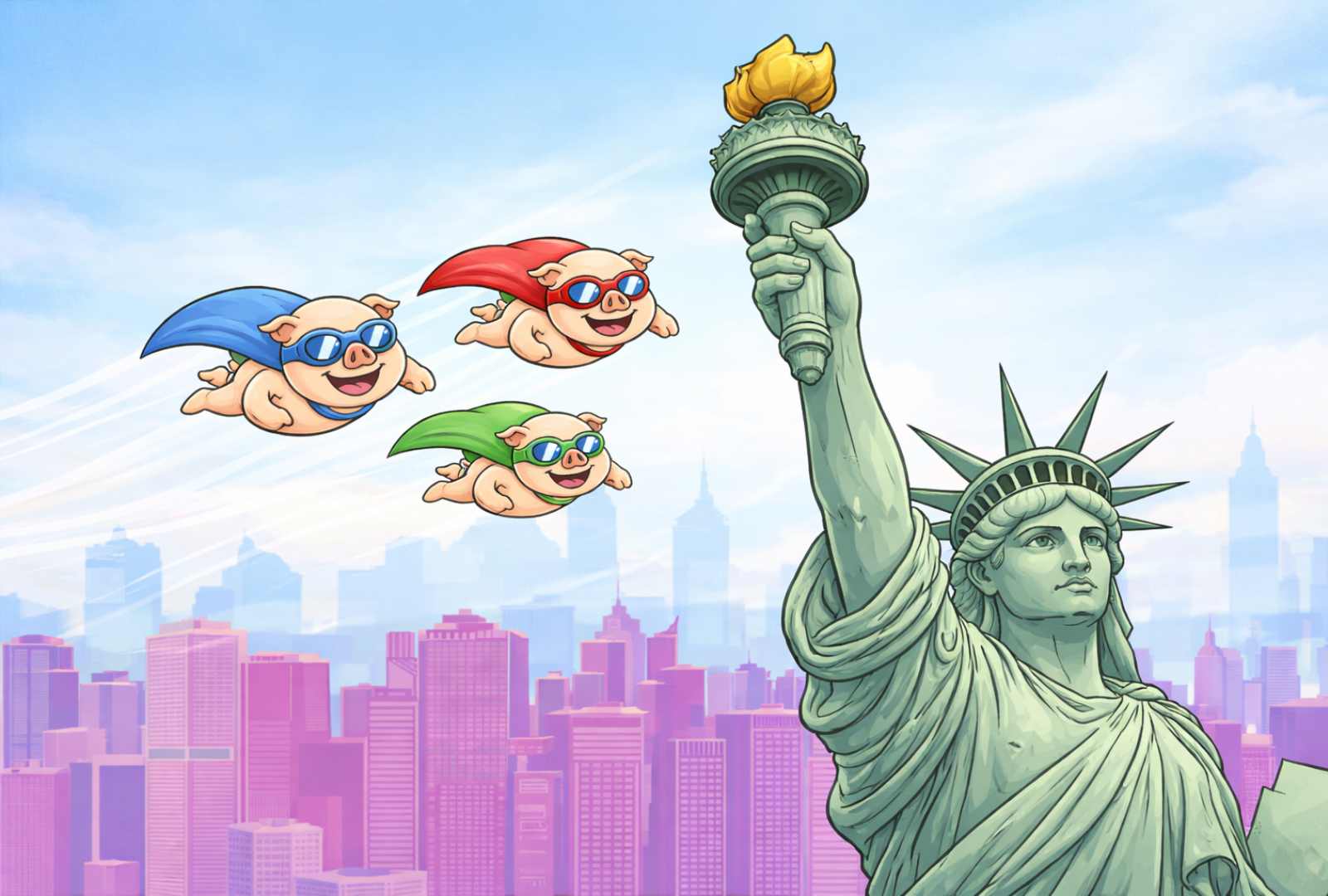 Super Pigs Flying In to New York Chapter 1